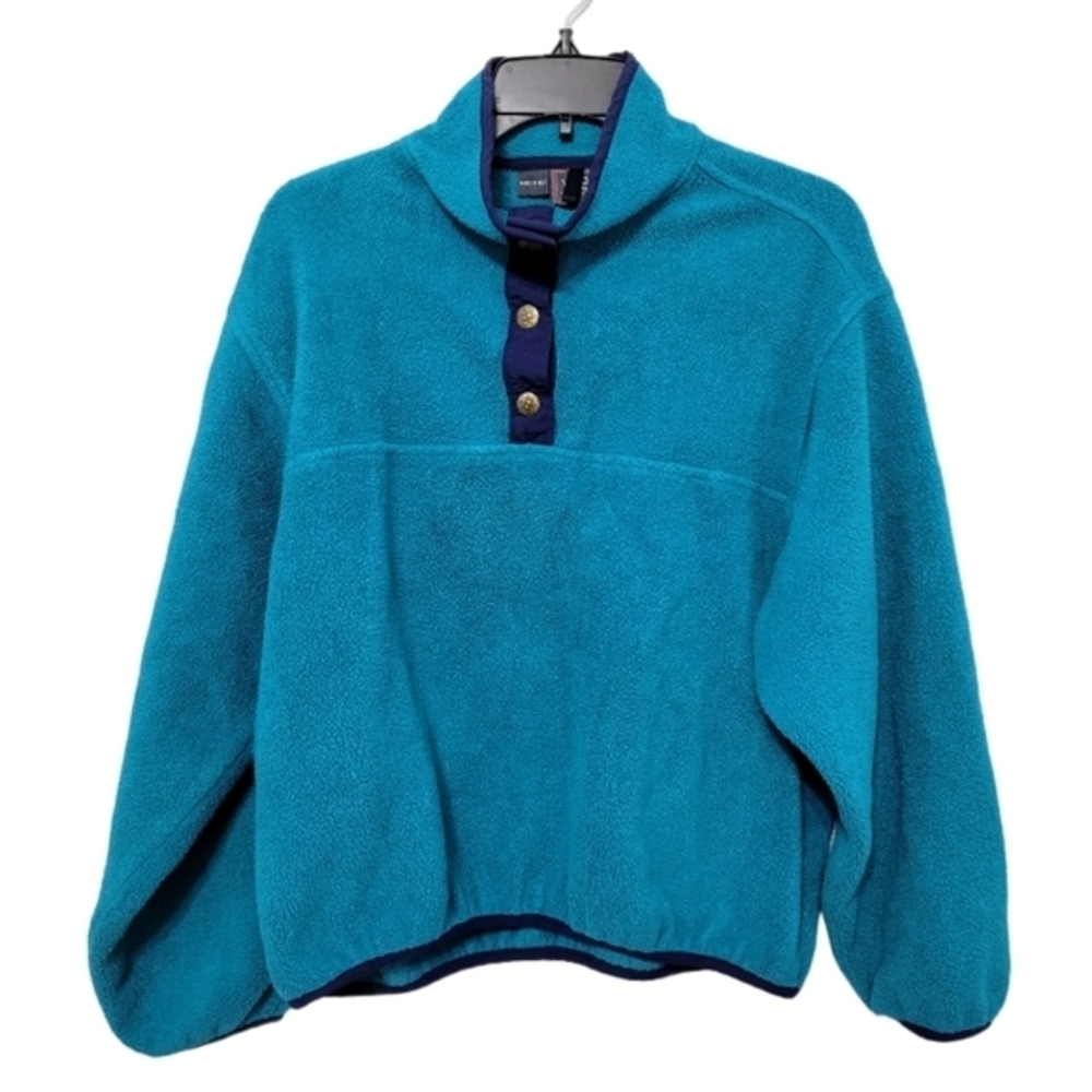 Woolrich Vintage Fleece Quarter T Snap Pullover Jacket in Bay Teal, Size M Retro